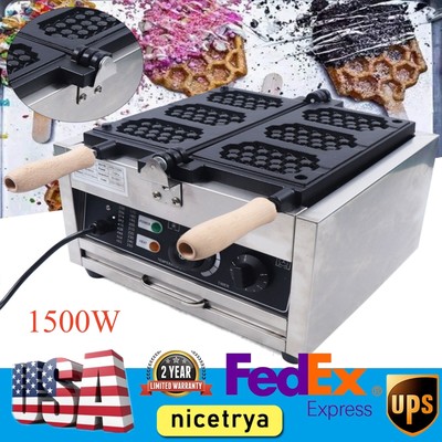 1500W Commercial Electric Honeycomb Waffle Pop Maker Baker Machine Nonstick