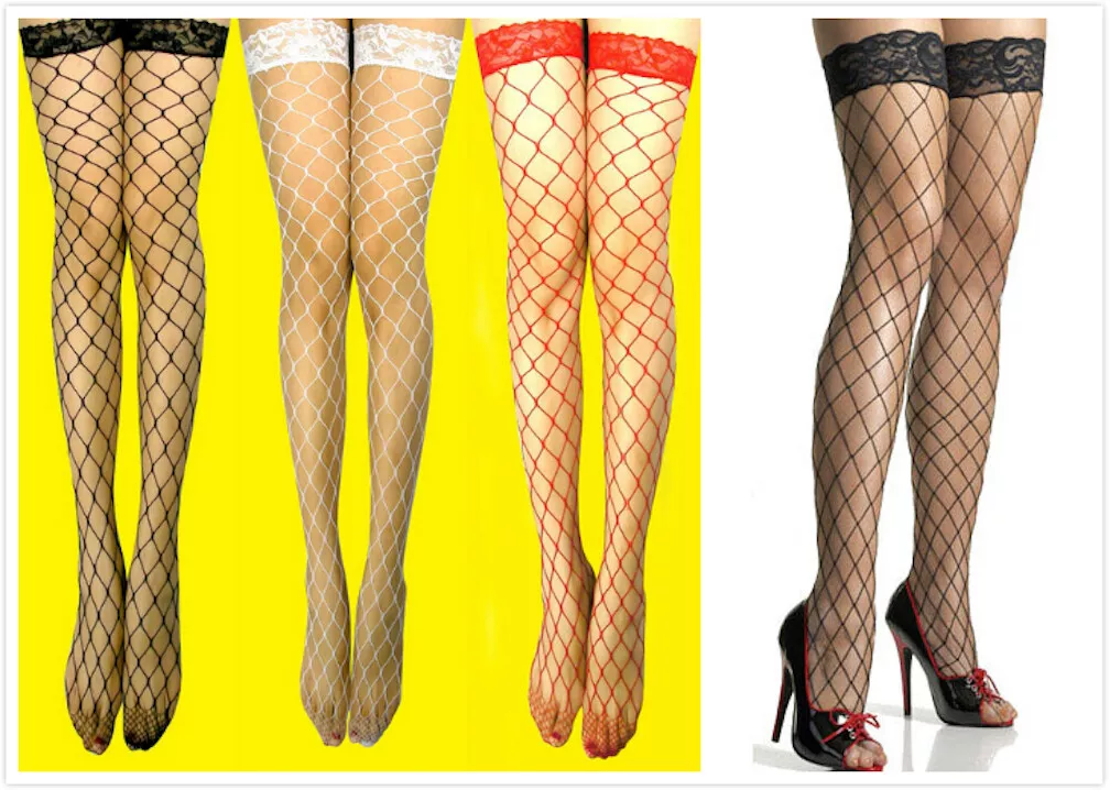 AU SELLER Sexy Lace top Large Fishnet stockings Thigh High hos097