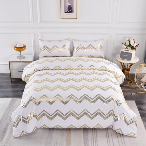 Bedding Set Gold Striped Duvet Cover 