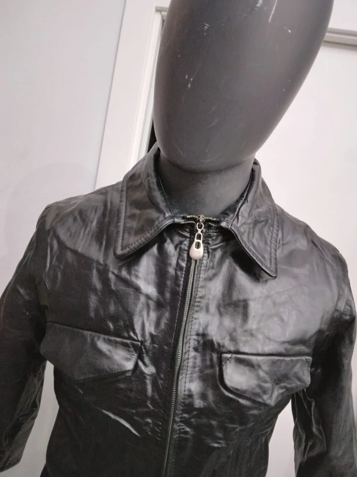 Cross Jacke aus Echtem Leder Gebraucht Frau GR. S Schwarz XYC1018L - Bild 2 von 4