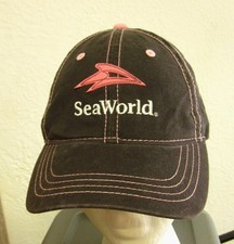 SEA WORLD pink baseball hat SHAMU Orca Killer Whales Allison cap modern logo