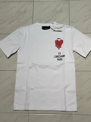 EU Emotionally Unavailable X Longchamp Paris Heartbreak White T Shirt Men XS New