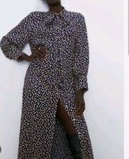 Zara @mango Polka Dot Midi Shirt Dress Maxi Spot Abaya Seen On Royal Kate XS/S