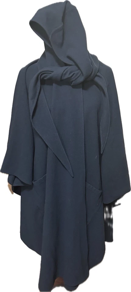 Vintage Jimmy Hourihan Ireland Cashmere Wool Hood Long Cape Scarf Coat Green  M