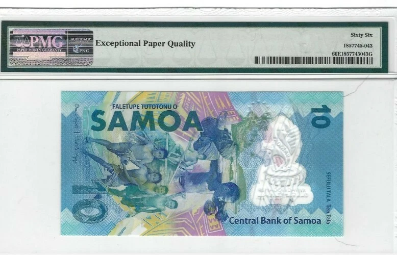 2019 SAMOA 10 TALA 'COMMEMORATIVE' PMG66 EPQ GEM UNC @ POLYMER - Image 2 of 2