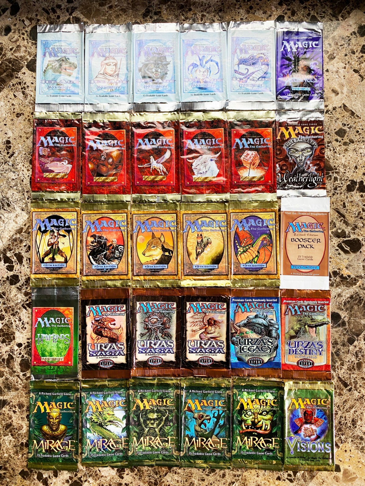 Huge! Massive Lot of Vintage MTG Empty Booster Pack Wrappers Magic The ...