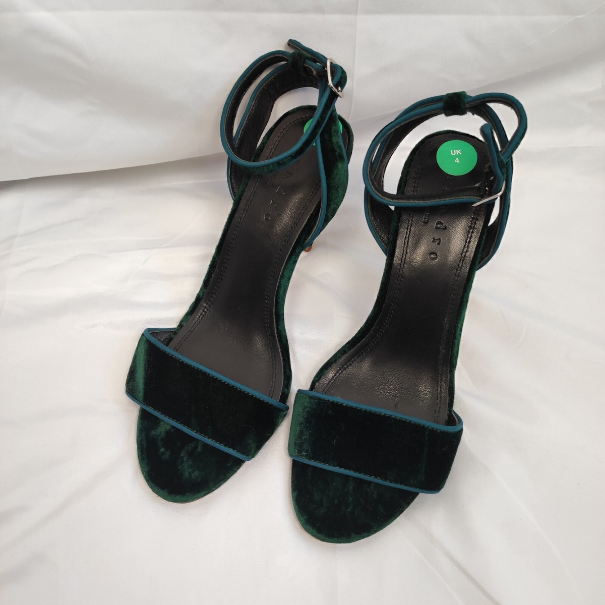 Sandro Nina Womens Size UK Dark Green Velvet Sandal Stiletto