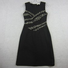Diane Von Furstenberg Dress Womens 0 Black Marcia Leopard Sleeveless Stretch