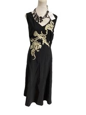 Jacques Vert Black Gold  Dress Only Size 22 Pristine Length 49” Bnwt Away