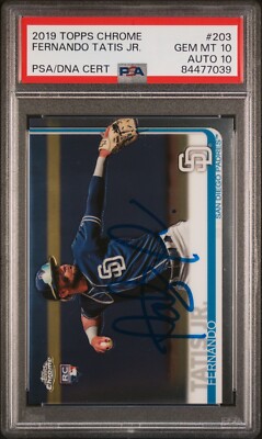 Fernando Tatis Jr Signed 2019 Topps Chrome Rookie Auto Card #203 