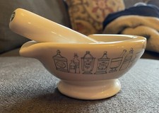 Vtg Merck Sharp & Dohme Porcelain Pharmacy Mortar & Pestle Ashtray Lamb Quote