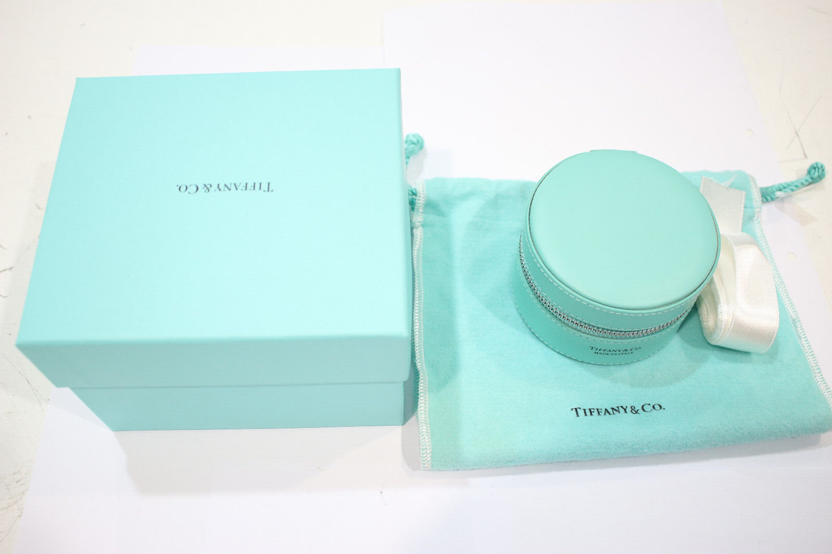 Tiffany & Co. ギフトボックス Tiffany & Co. Round Jewelry Box Case Blue Leather | eBay