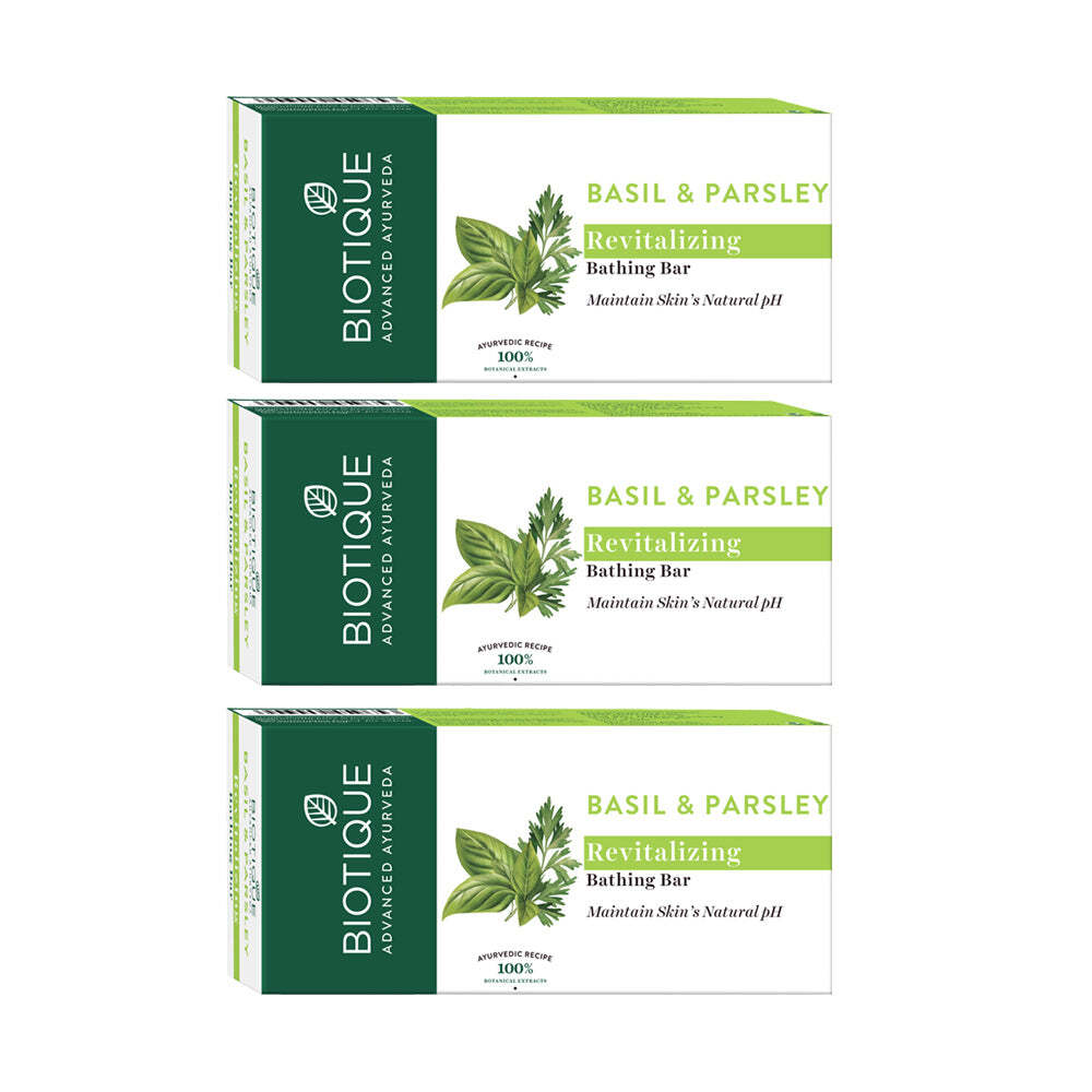 Biotique basil and parsley soap 150g×10 BASIL & PARSLEY Revitalizing Bathing Bar