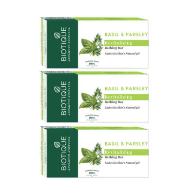 Biotique basil and parsley soap 150g×10 BASIL & PARSLEY Revitalizing Bathing Bar