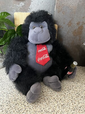 Coca Cola weicher Plüsch Gorilla Affe Vintage 1996 mit Cola Flasche ca. 10 Zoll 