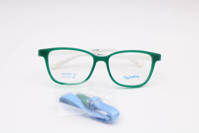 Flex Frames Spunky 47 Kids Green/White Square C16 Eyeglasses Frames 47-16-130