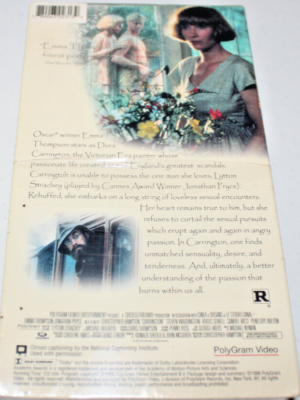 Carrington (New Sealed VHS 1996) Emma Thompson, Jonathan Pryce