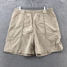 Cabelas Board Shorts Mens L Actual 35x6 Beige High Rise Elastic Waist Pull On