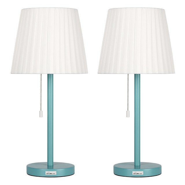 2 Set Table Lamp Contemporary Ceramic Bedroom Nightstand Desk Fabric Shade Light For Sale Online Ebay