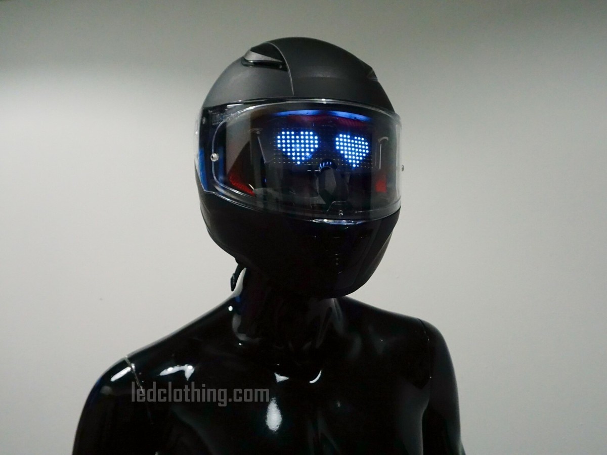 adding led eyes to a motorcycle helmet Wrench Mask LED helmet Customizable Bluetooth LED light helmet for Dj
