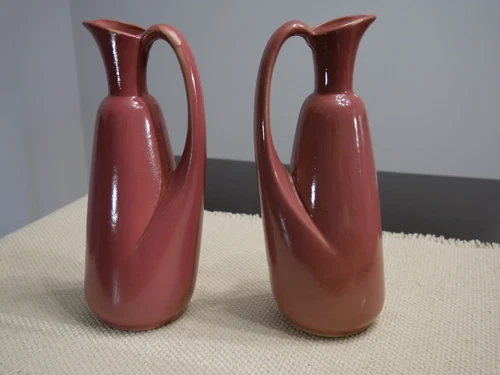 Uhl Pottery #125 Egyptian Pitchers, Dusty Rose Color - Lot of 2