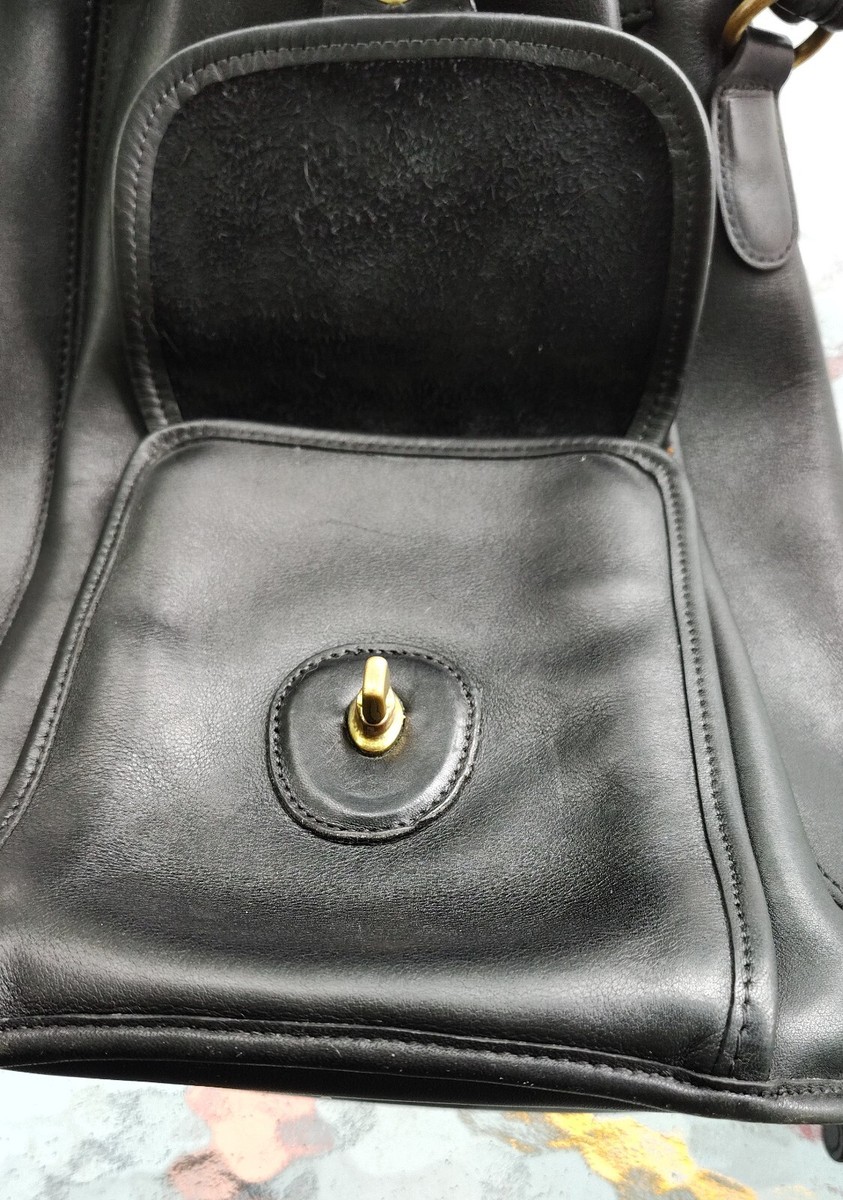 Coach 9992 LARGE Vintage Black Leather Sling Backpack w/Turn Lock