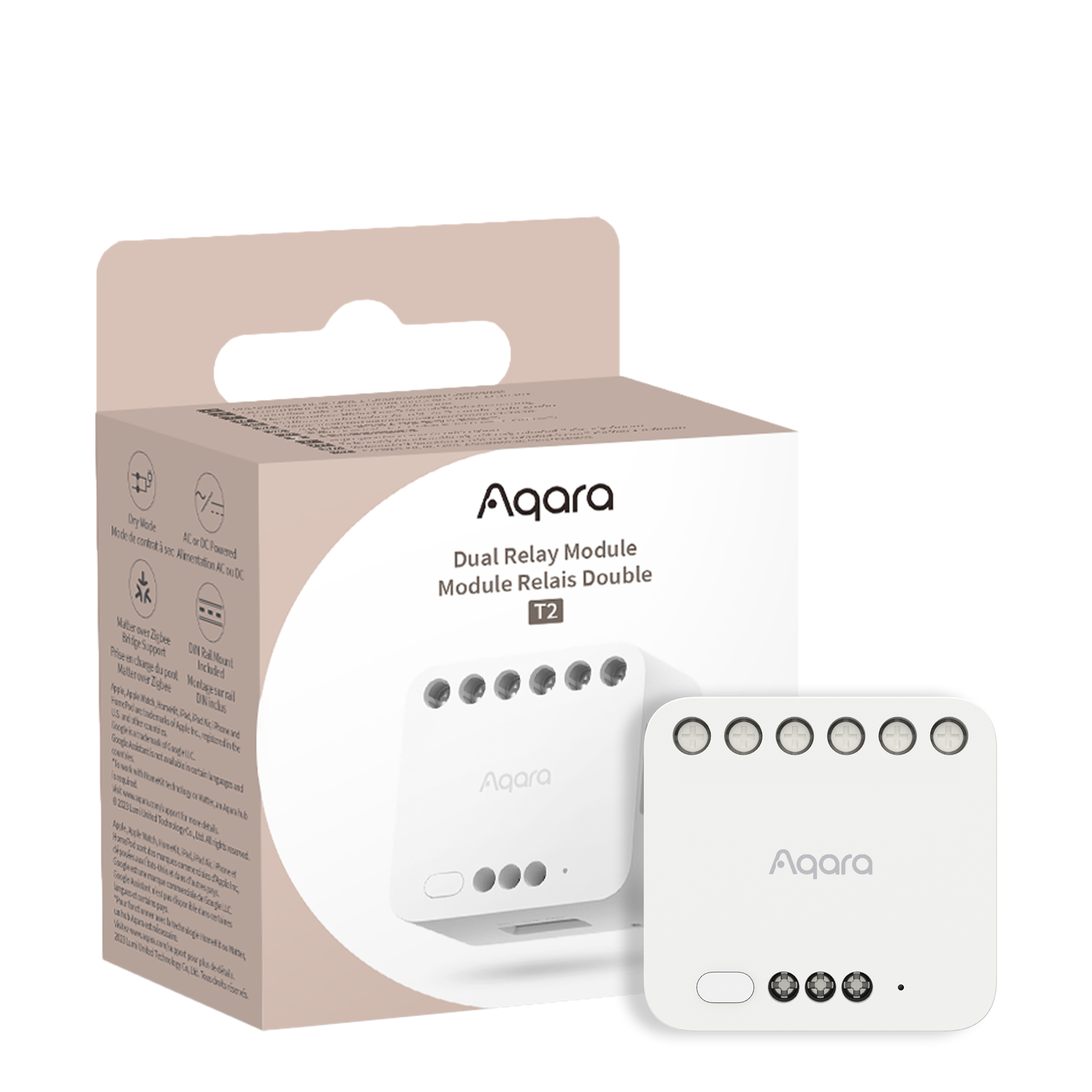 Aqara - Aqara Modulo Relè Doppio T2 Zigbee - Luci/prese/tapparel/garage + contat