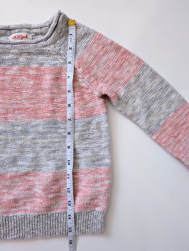CAT & JACK Girl's Pink Grey Striped Sweater w/ Sparkles Pullover Knit Size 6/6X - Picture 11 of 15