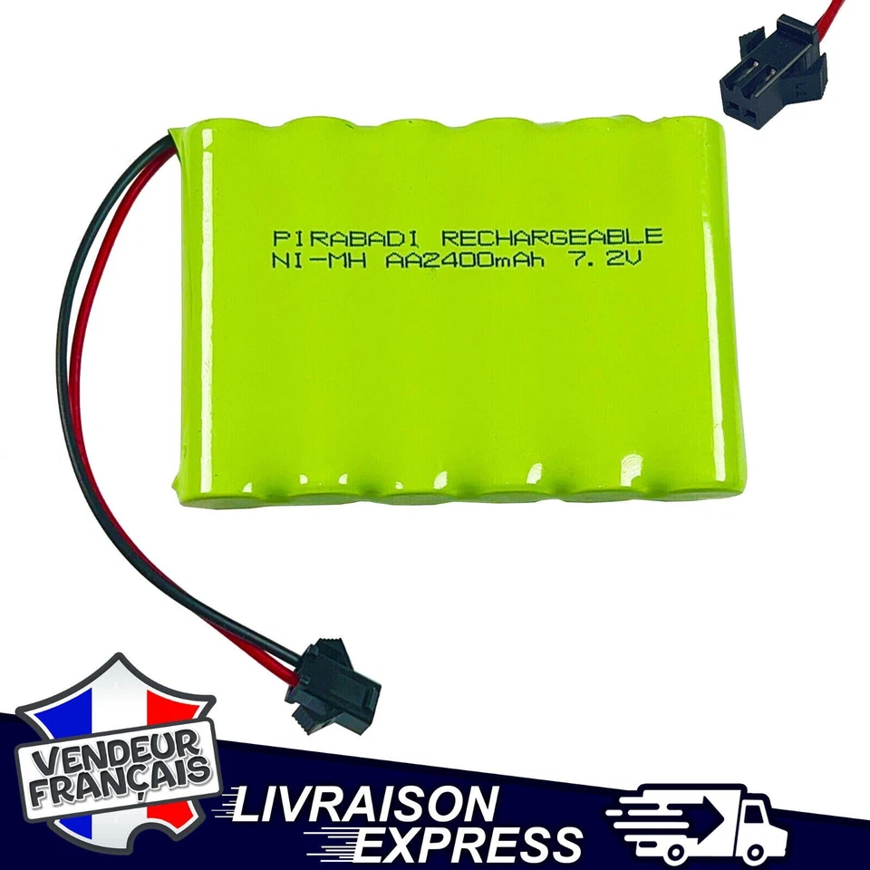 PACK 6 PILE ACCU RECHARGEABLE 7.2V NI-MH AA 2400mAh AVEC CONNECTEUR SM-2P (1784) - Photo 1/1