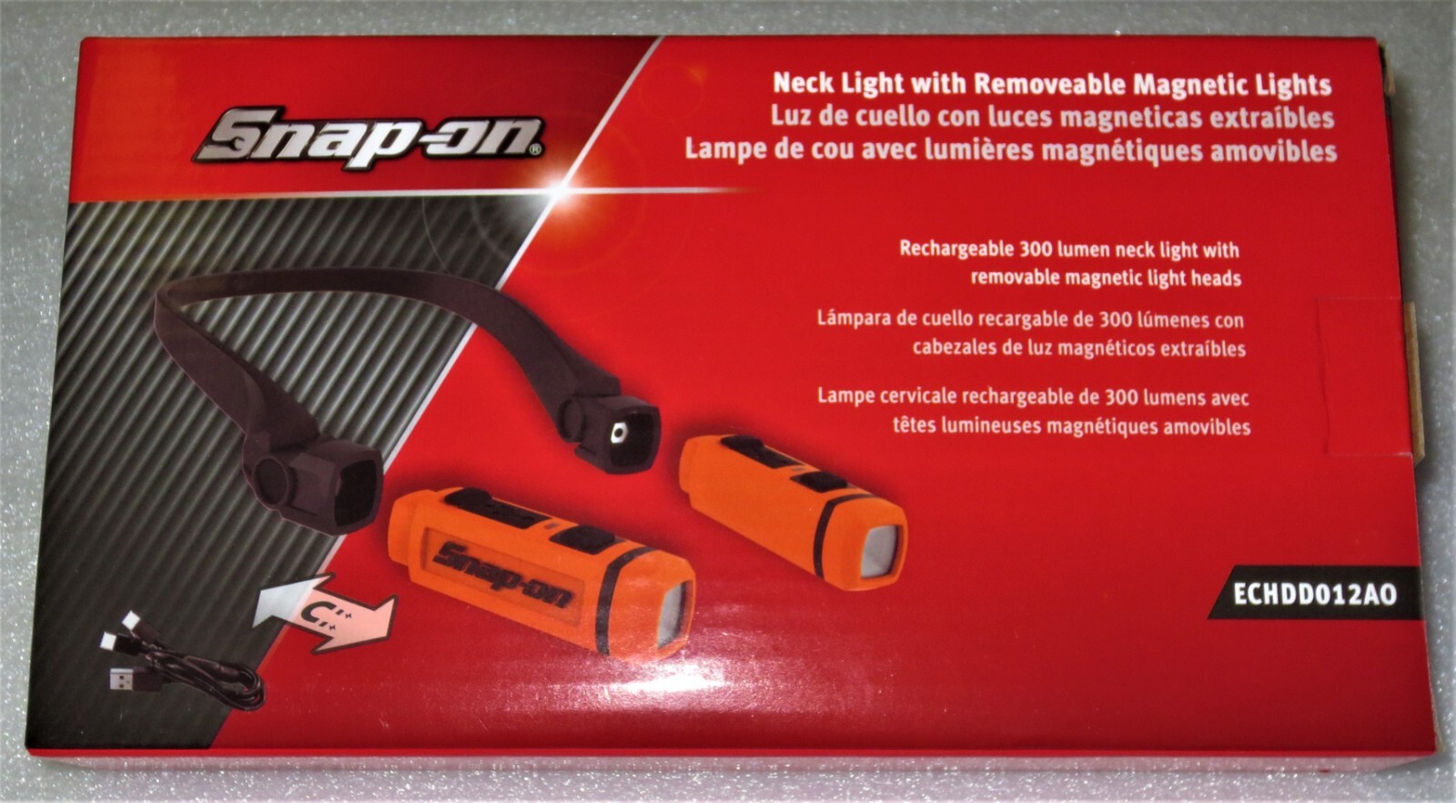 Snap-on ORANGE Neck Light Rechargeable Removable Magnetic Lights 