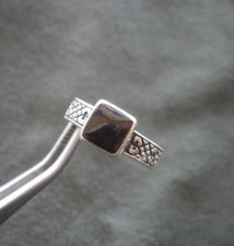 Black Onyx Solitaire with Patterned Band Ring Vtg Sterling Silver 6.25  4.6g