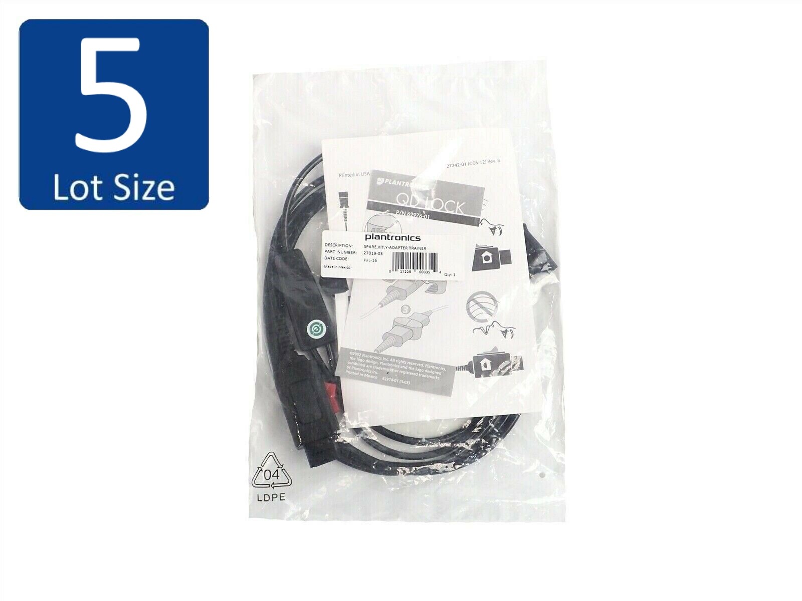 NEW Lot of 5 Plantronics Y Adapter Trainer 2701903 w/ Mute Switch eBay