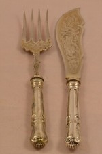 PRUNK FISCHVORLEGER 800 SILBER Jugendstil art nouveau fish server ~ 1900 silver