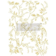 ReDesign Prima KACHA A BIRD SONG Birds Gold Furniture Transfer Rub On for Craft