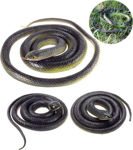 3 Pack Realistic Rubber Snakes for Garden Props Birds Squirrels Mice Scare Toy