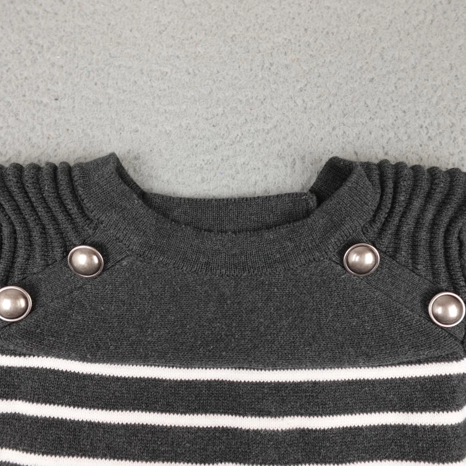 Suéter Pattyboutik Feminino Pequeno Cinza Branco Listrado Manga Longa Pulôver Malha - Imagem 4 de 4