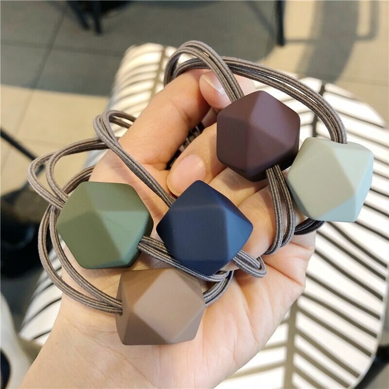 Korean new style simple Morandi square hair circle rubber band ball hair rope