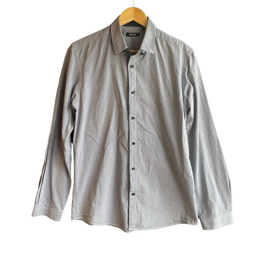 RDX Mens Size M Long Sleeve Dress Shirts Blue 100% Cotton Button Front Collar - Picture 2 of 9
