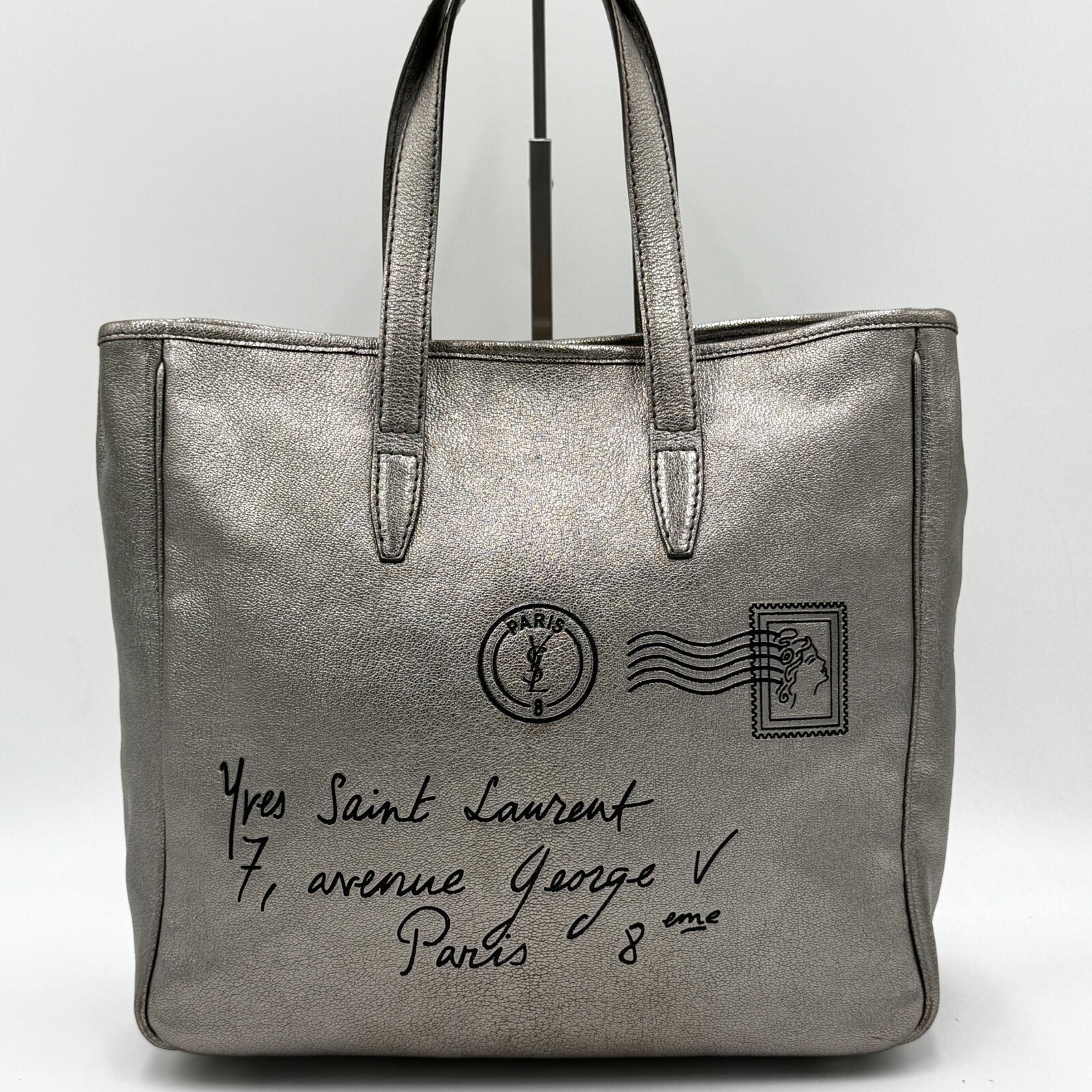 Borsa a mano Yves Saint Laurent Y Mail tote bag pelle champagne oro autentica