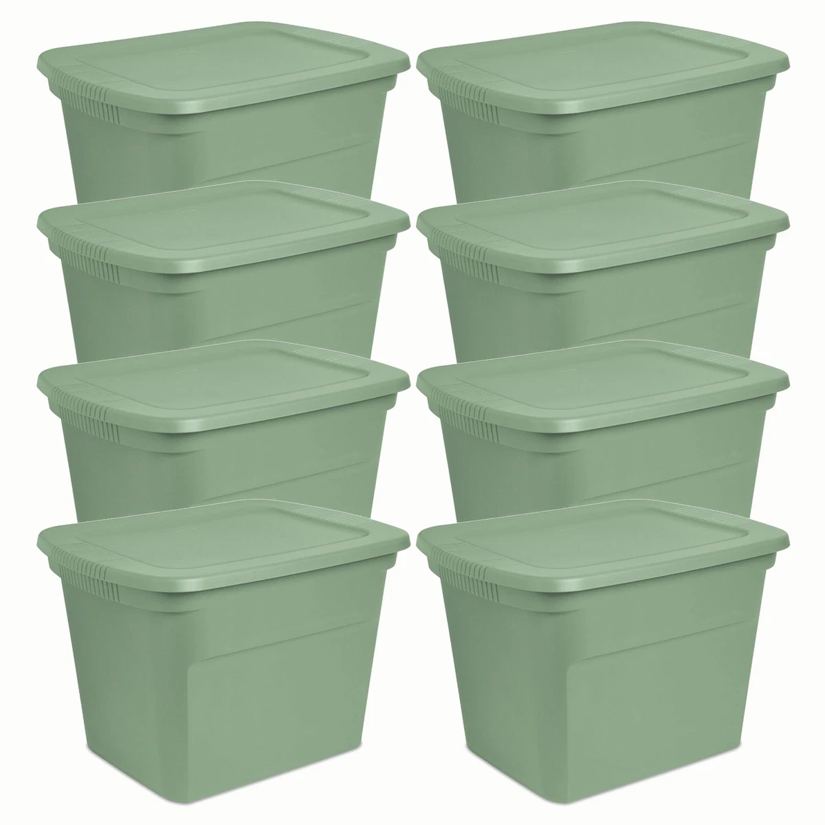 Sterilite 18 Gallon Stackable Storage Tote with Handles, Crisp Green (8  Pack)