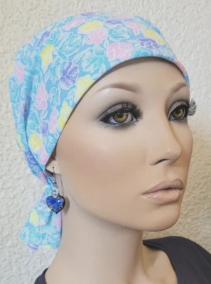KOPFTUCH CHEMO MÜTZE Bandana ohne binden Chemotherapie Krebs Chemomütze Lilly - Bild 1 von 4