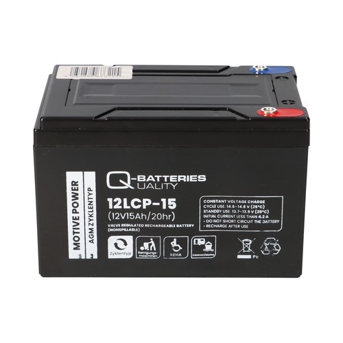 Q-Batteries 12LCP-15 12V 15Ah Blei Akku Scooter kompatibel - Bild 2 von 7