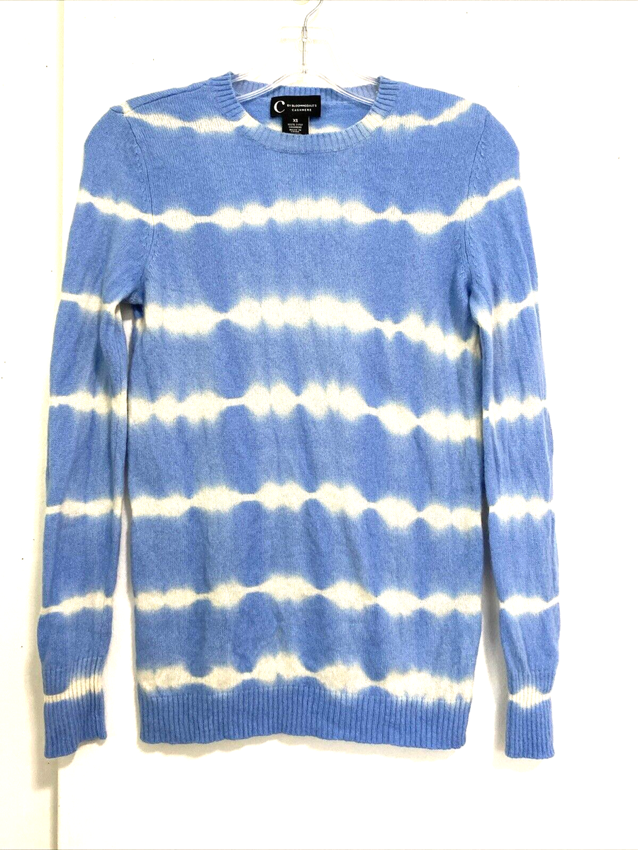C by Bloomingdales Sweater Size XS Blue Women Tie Dye Cashmere Long Sleeve  2Ply