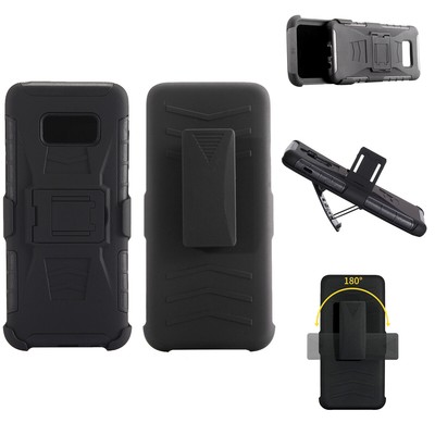 For Samsung Galaxy S8+ S8 Plus Duos, Belt Clip Case + Tempered Glass Protector