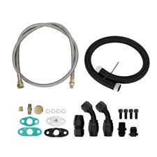 Turbo Oil Drain Return & Feed Line T3 T4 T04E T60 T61 T70 Complete Kit Black