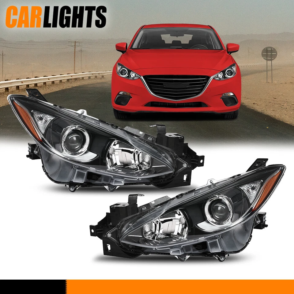 Fit For 2014-16 Mazda 3 Driver & Passenger Side Pair Headlight Assembly Foto 2 de 4