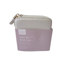 NEW SUMMER  ROSE Ivory Shimmer Faux Pebble Leather TRAVEL Jewelry Case