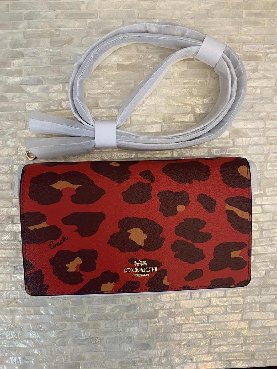 Leopard Print Fold-Over Crossbody/Clutch Bag