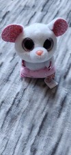 TY BEANIE BOOS Nina White Pink Glitter Mouse 4" Plush
