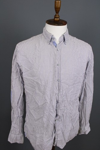 Camisa Hackett London Calce Ajustado Azul a Rayas Mangas Largas con Botones Talla L - Imagen 4 de 17